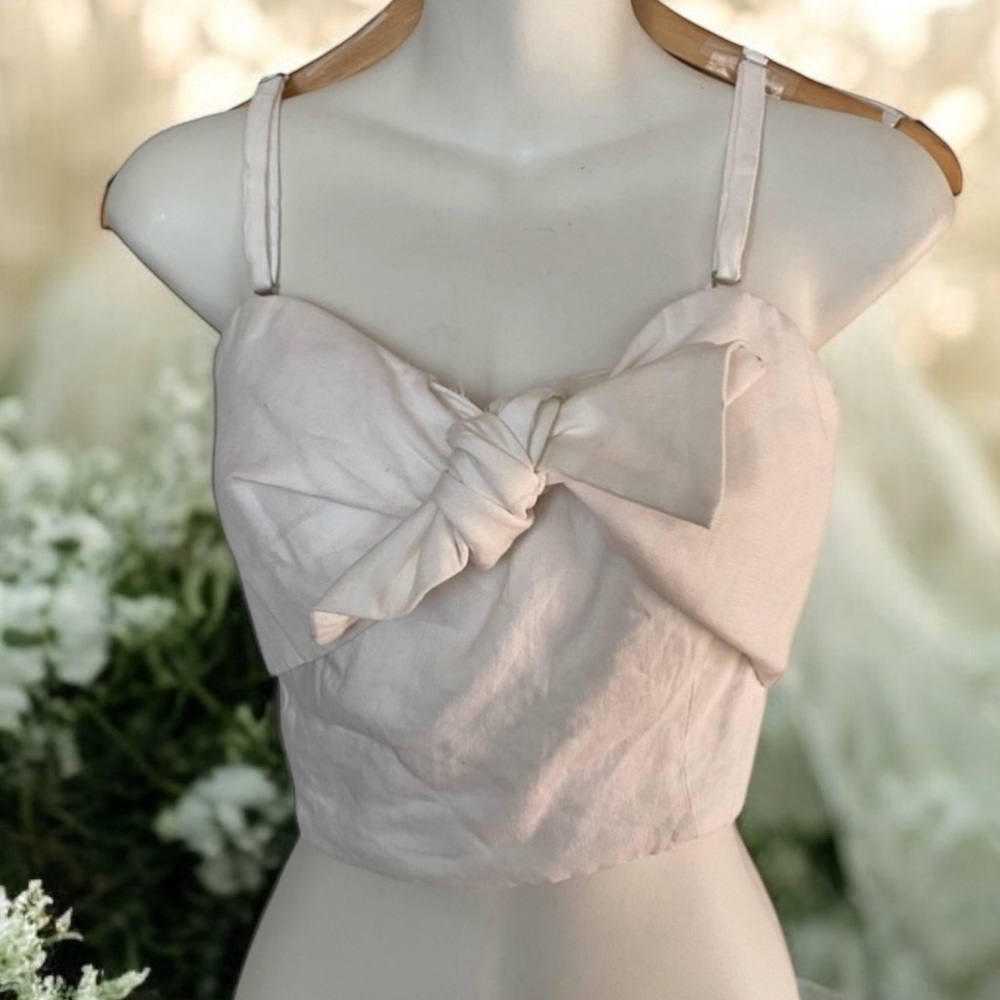 Milly Anthropologie white spaghetti strap halter bandeau stretch top L